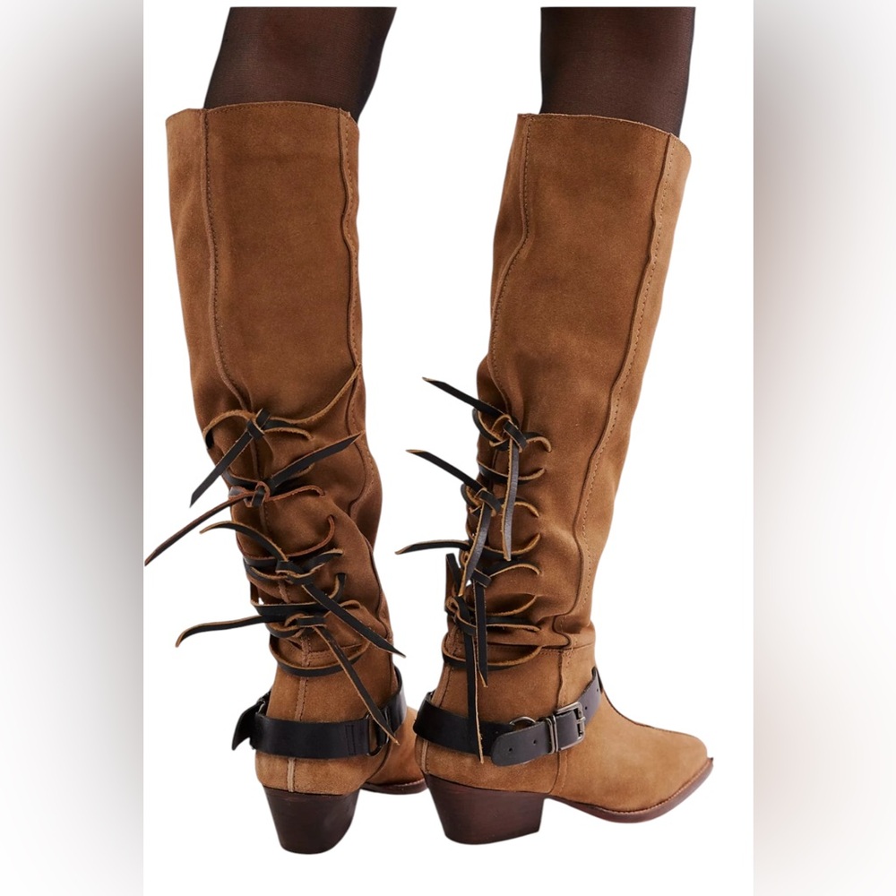 Free People Back Lace Shoes Sway Low Boot/ Military Swayed Size 7.5 NEW *Flaw - Picture 2 of 6